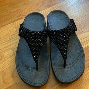 Fitflop black sequin flip flop sandals